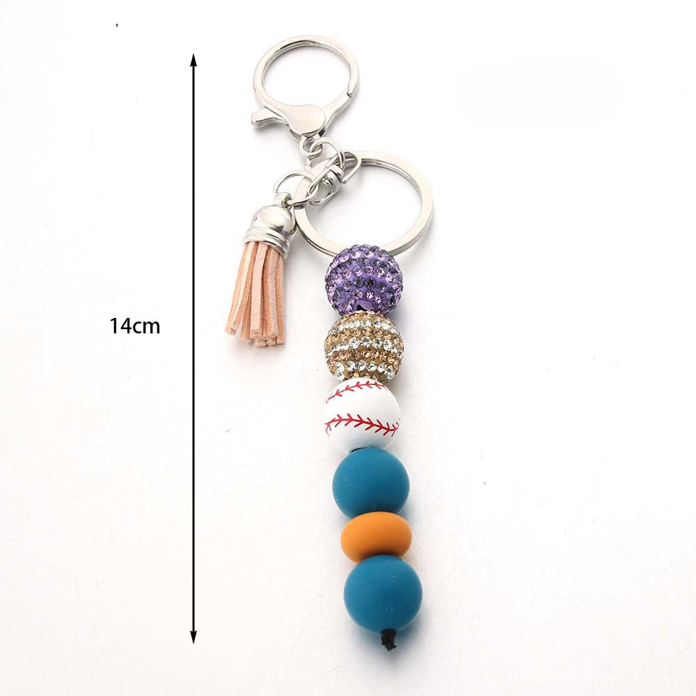 Wholesale Stripe Diamond Ball Beads Silicone Beaded Keychain ACC-KC-JinAn004