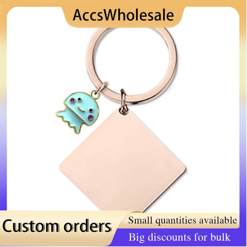 Custom Keychains with Laser Engraved Text or Logo - Multicolor Square Metal Keychains