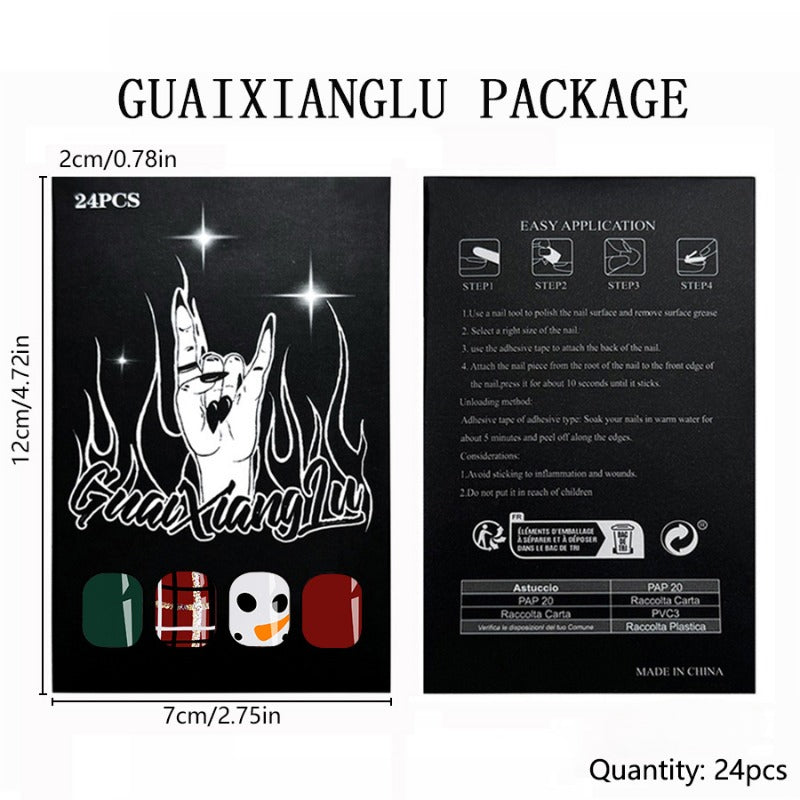 Wholesale 24 Pieces/box Christmas Cute Snowman Nails Kits Nail Stickers ACC-NS-GuaiXL121