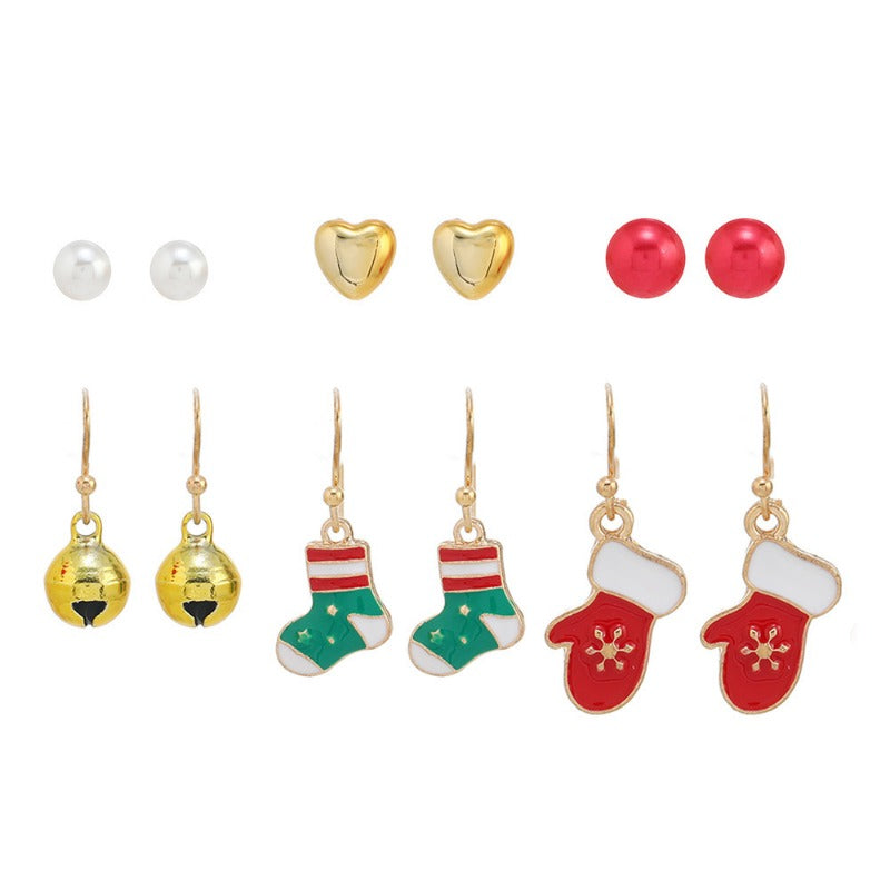 Wholesale Christmas Santa Claus Snowman Bell Pendant Earrings ACC-ES-DingZhou004