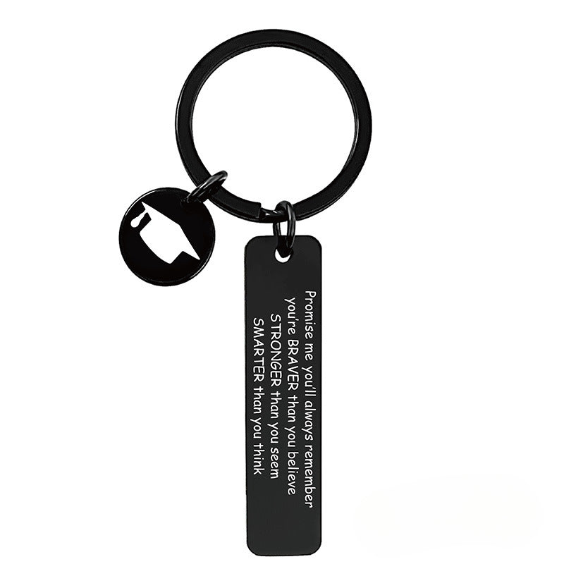 Wholesale 2024 Graduation Season Inspirational Phrases Square Stainless Steel Keychain ACC-KC-Ganggu013