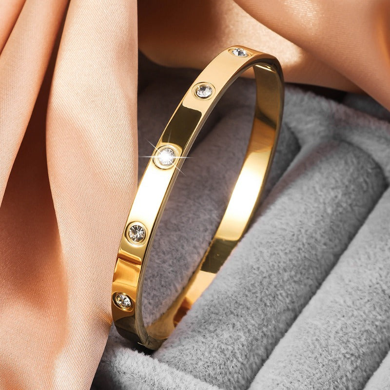 Wholesale Titanium Steel Inlaid Ten Diamond Bracelet ACC-BT-Ruif008