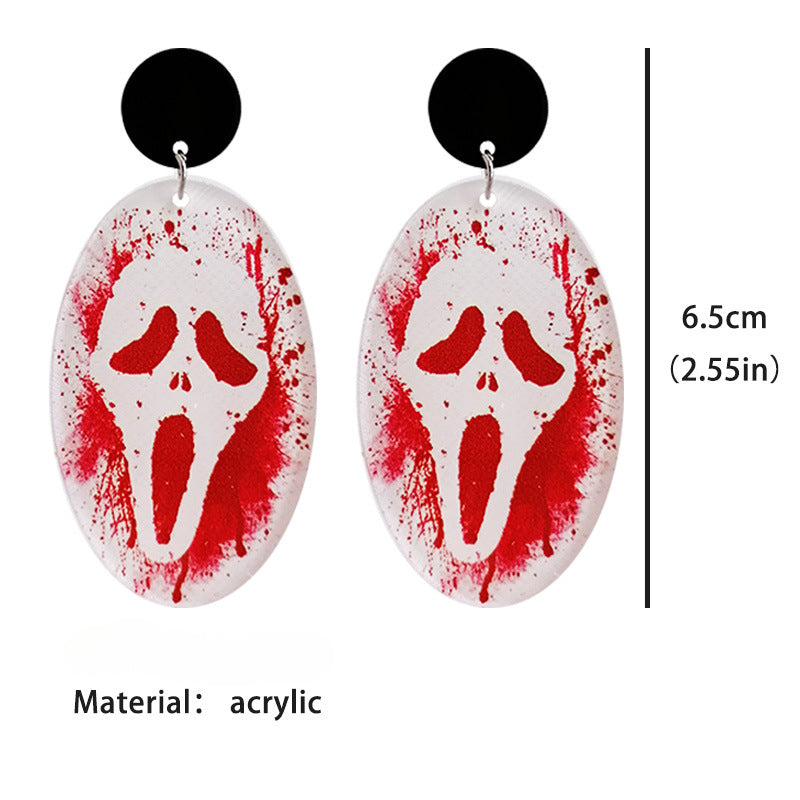 Wholesale 2 Pairs/Pack Halloween Moth Balloon Card Skull Acrylic Earrings ACC-ES-HY166