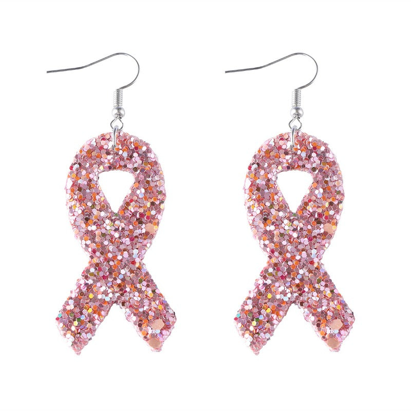 Wholesale PU Leather Pink Ribbon Drop Earrings ACC-ES-ChuLian101