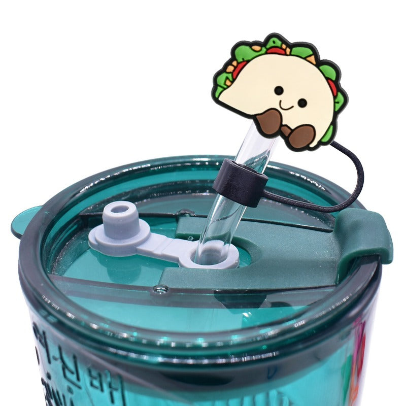 Wholesale Random 100pcs Cartoon Cute Vegetables 10mm PVC Soft Straw Tube Cap ACC-SCR-RYY123