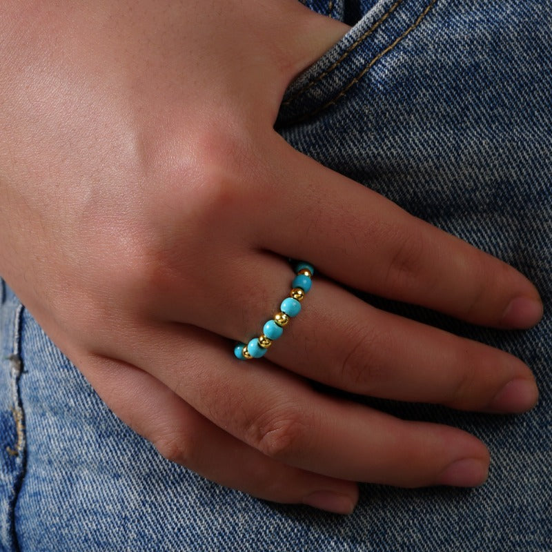 Wholesale Natural Stone Light Luxury Beaded Rings ACC-RS-GWL001