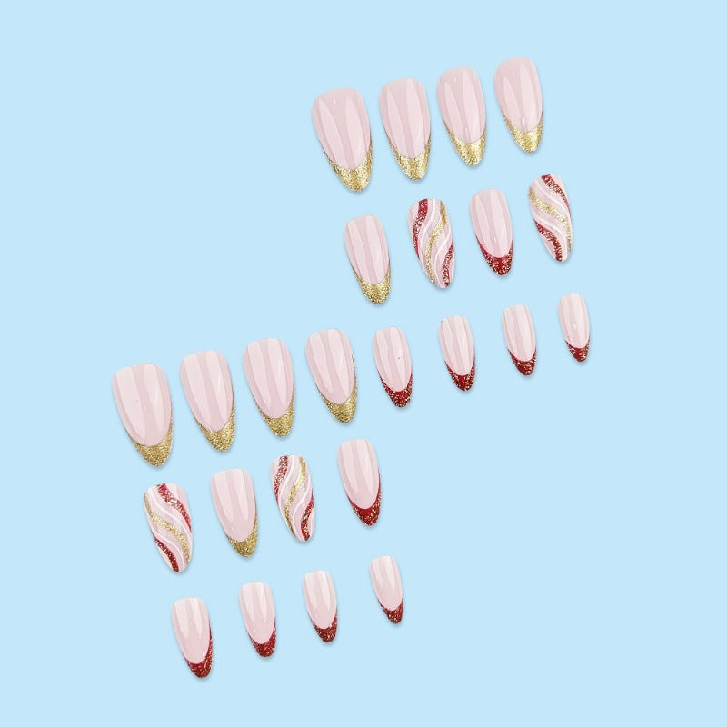 Wholesale 24 Pieces/box Christmas Glitter Stripe Nails Kits Nail Stickers ACC-NS-QXJ022