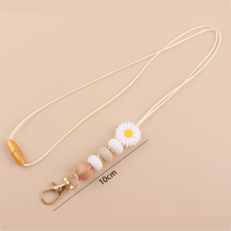 Wholesale Daisy Silicone Beaded Name Tag Snap Necklace Keychain Bulk Keychains ACC-KC-GuangTian047