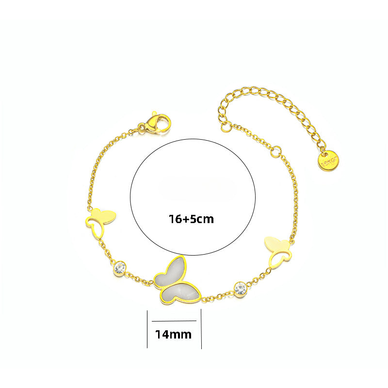 Wholesale Titanium Steel Bracelets Hollow Mother-of-Pearl Butterfly Bracelets ACC-BT-Kouz001