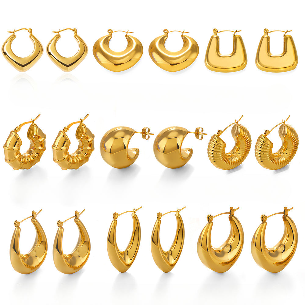 Wholesale Geometric Light Luxury Earrings Retro Stainless Steel Earrings ACC-ES-JiaLi003