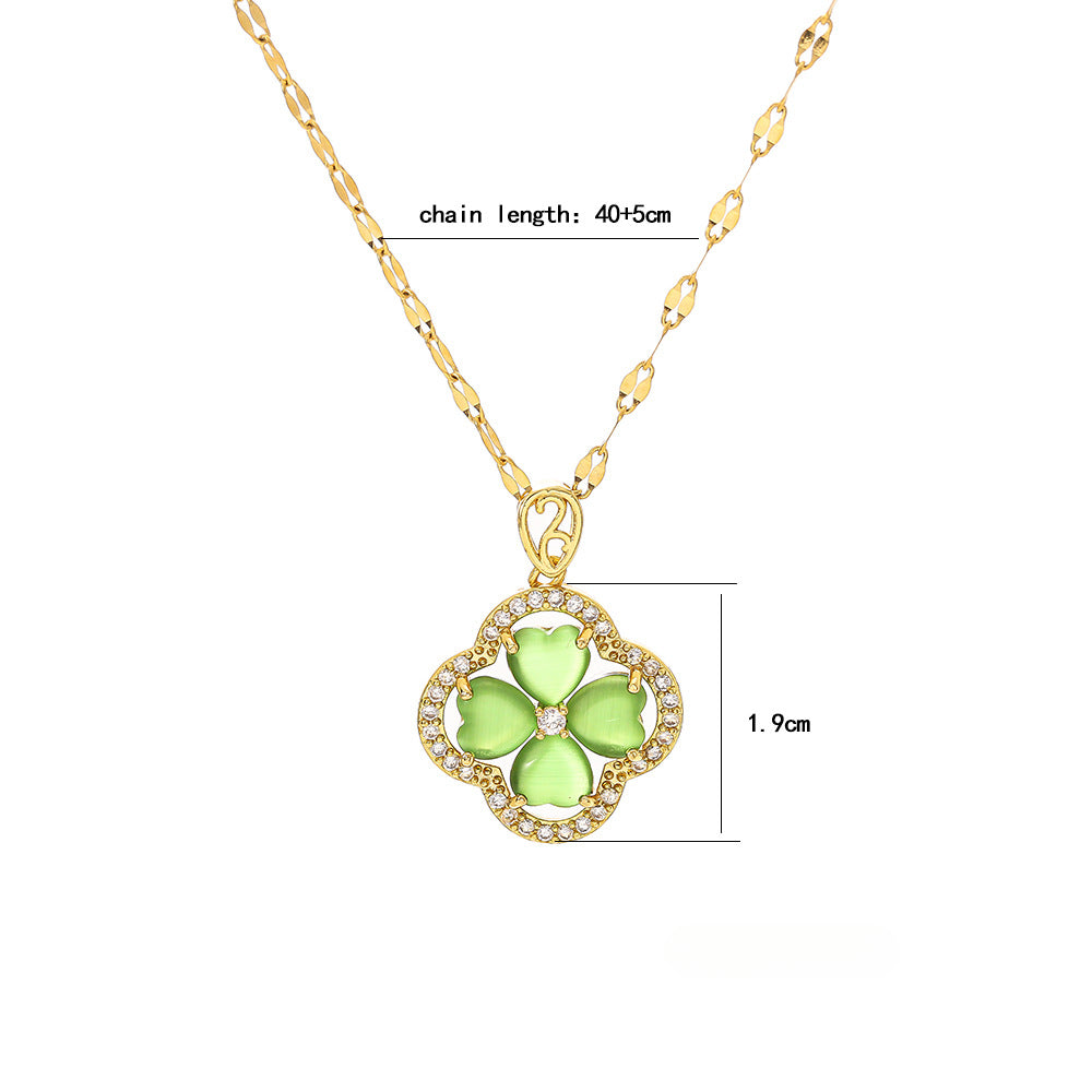 Wholesale Electroplated Micro-diamond-studded Titanium Steel Necklace ACC-NE-Qingyan004