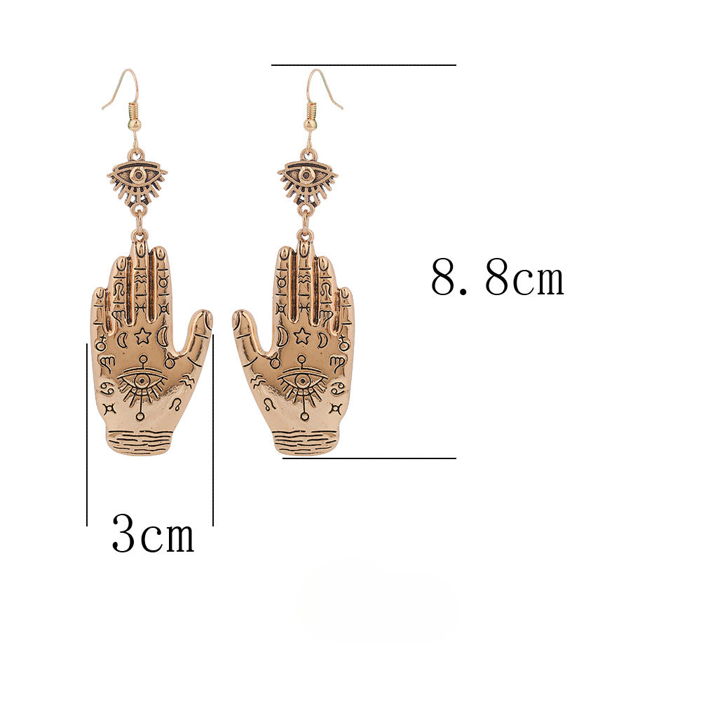 Wholesale Retro Simple Alloy Evil Eye Fatima Palm Earrings Vintage ACC-ES-Huil001