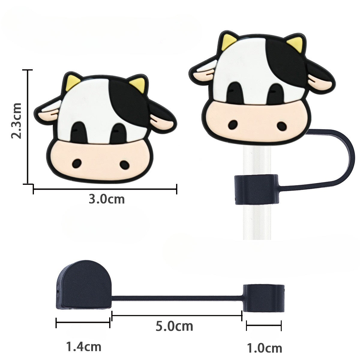 Wholesale Random 100pcs Cow 10mm PVC Soft Straw Tube Cap ACC-SCR-RYY071