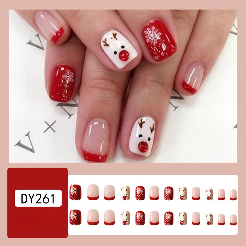 Wholesale 24 Pieces/box Christmas Snowflake Deer Nails Kits Nail Stickers ACC-NS-QXJ010