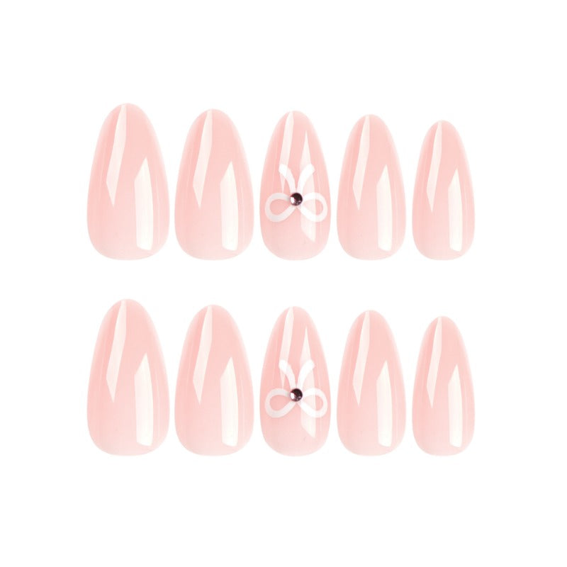 Wholesale 24 Pieces/box White Bow Nails Kits Nail Stickers ACC-NS-LeFan145