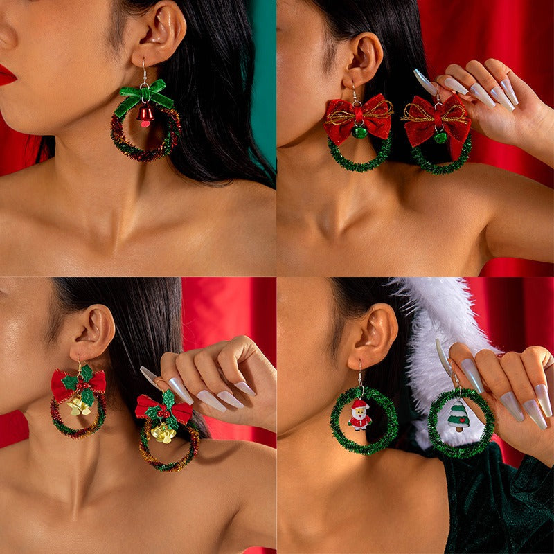 Wholesale Christmas All-match Effie Grass Santa Claus Tree Earrings ACC-ES-YingHao008