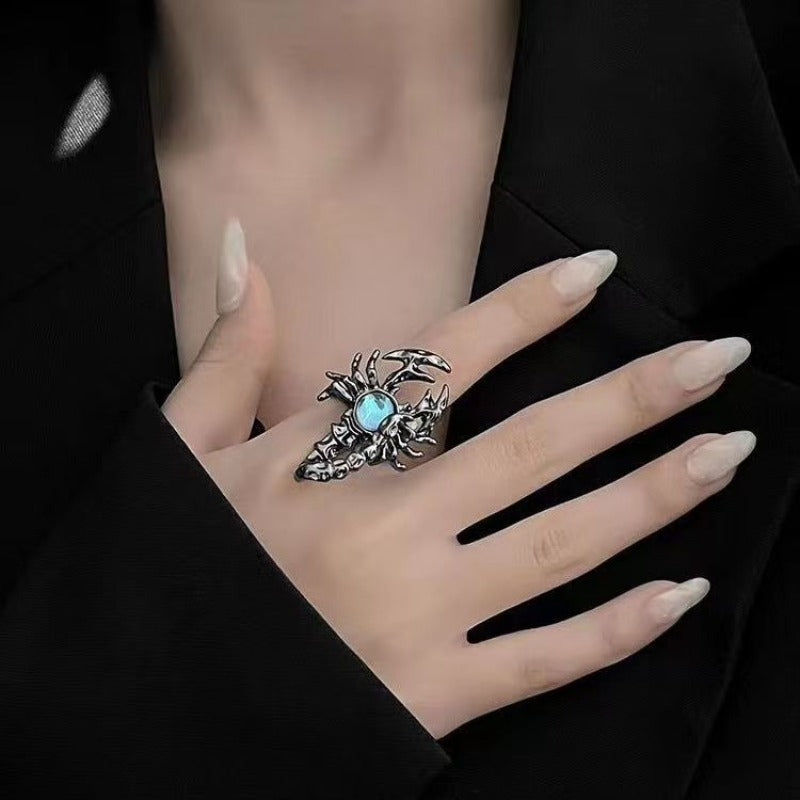 Wholesale Alloy Personality Moonstone Scorpion Open Rings ACC-RS-ShaoYu001