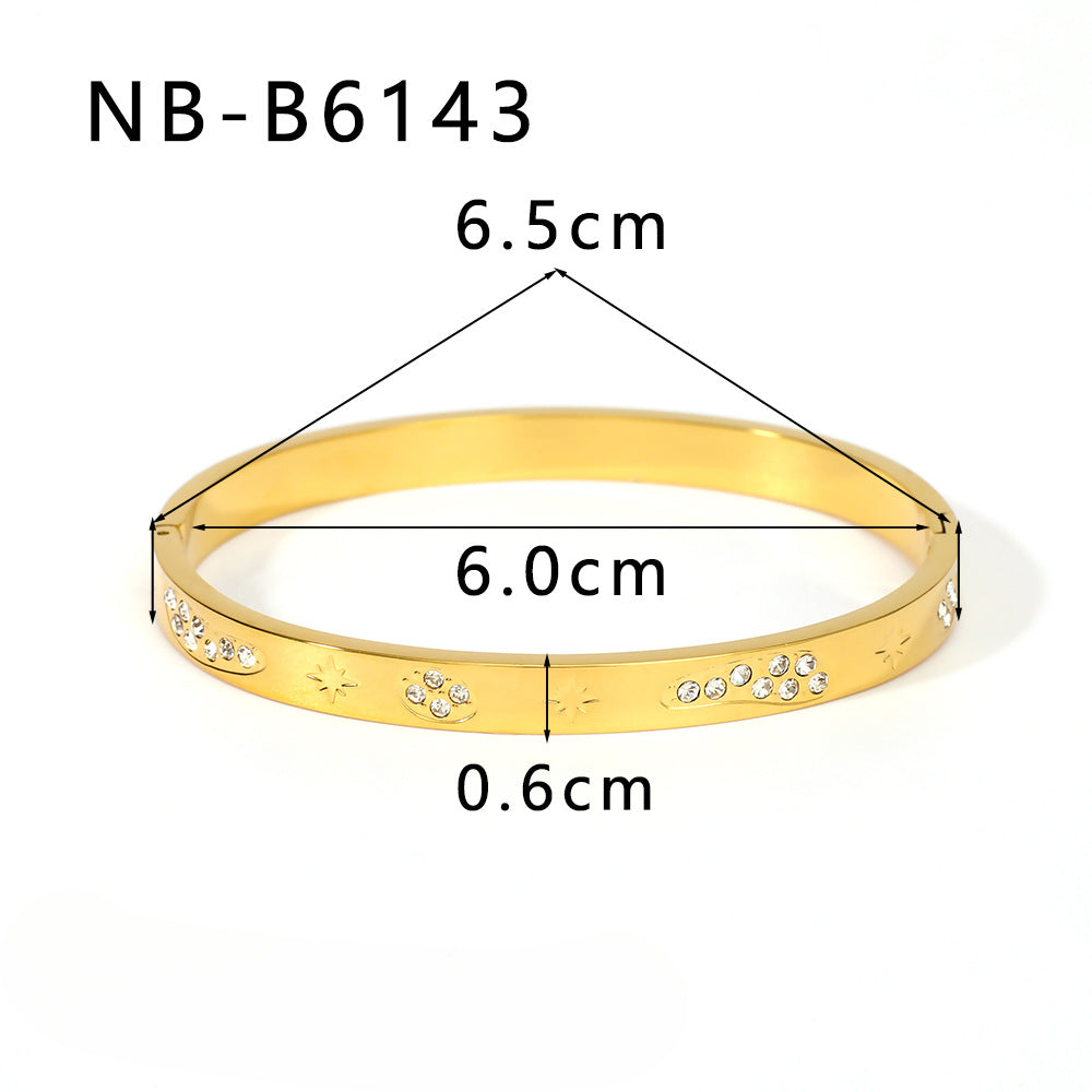 Wholesale Stainless Steel Inlaid Zircon Colorful Leaf Snowflake Love Geometric Bracelet ACC-BT-XinY027