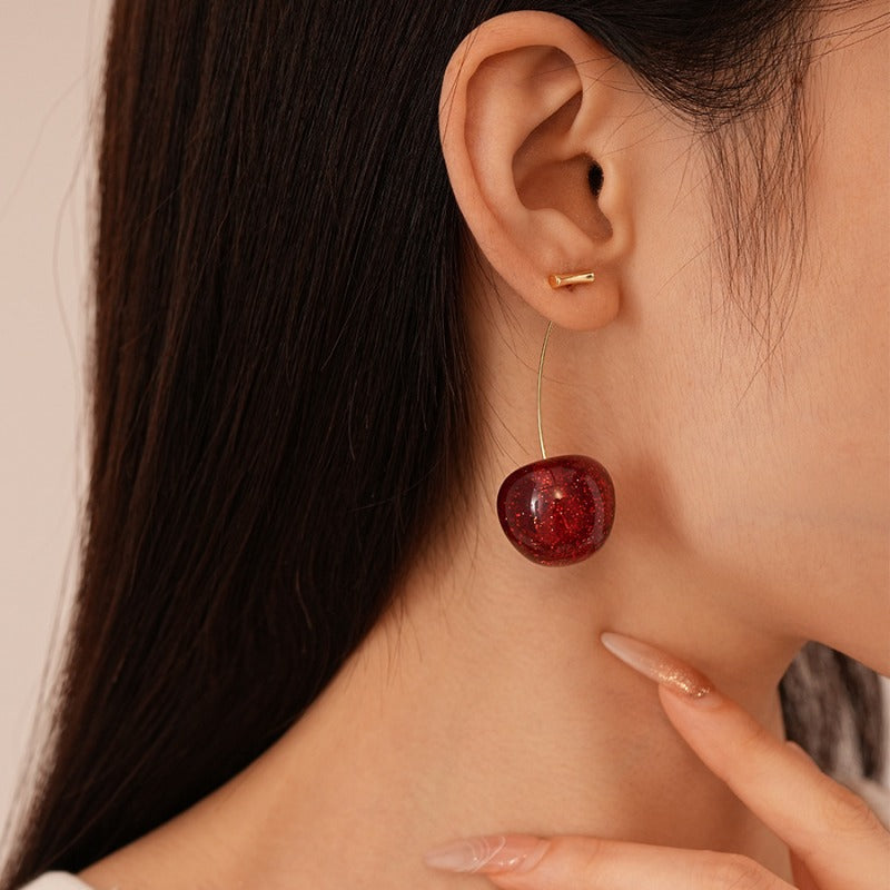 Wholesale Resin Dyed Cherry Earrings ACC-ES-JingQiao006