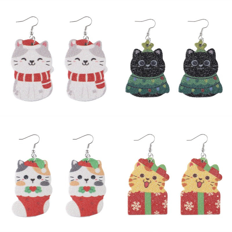 Wholesale Christmas Tree Lights Cat Earrings ACC-ES-ChuLian098