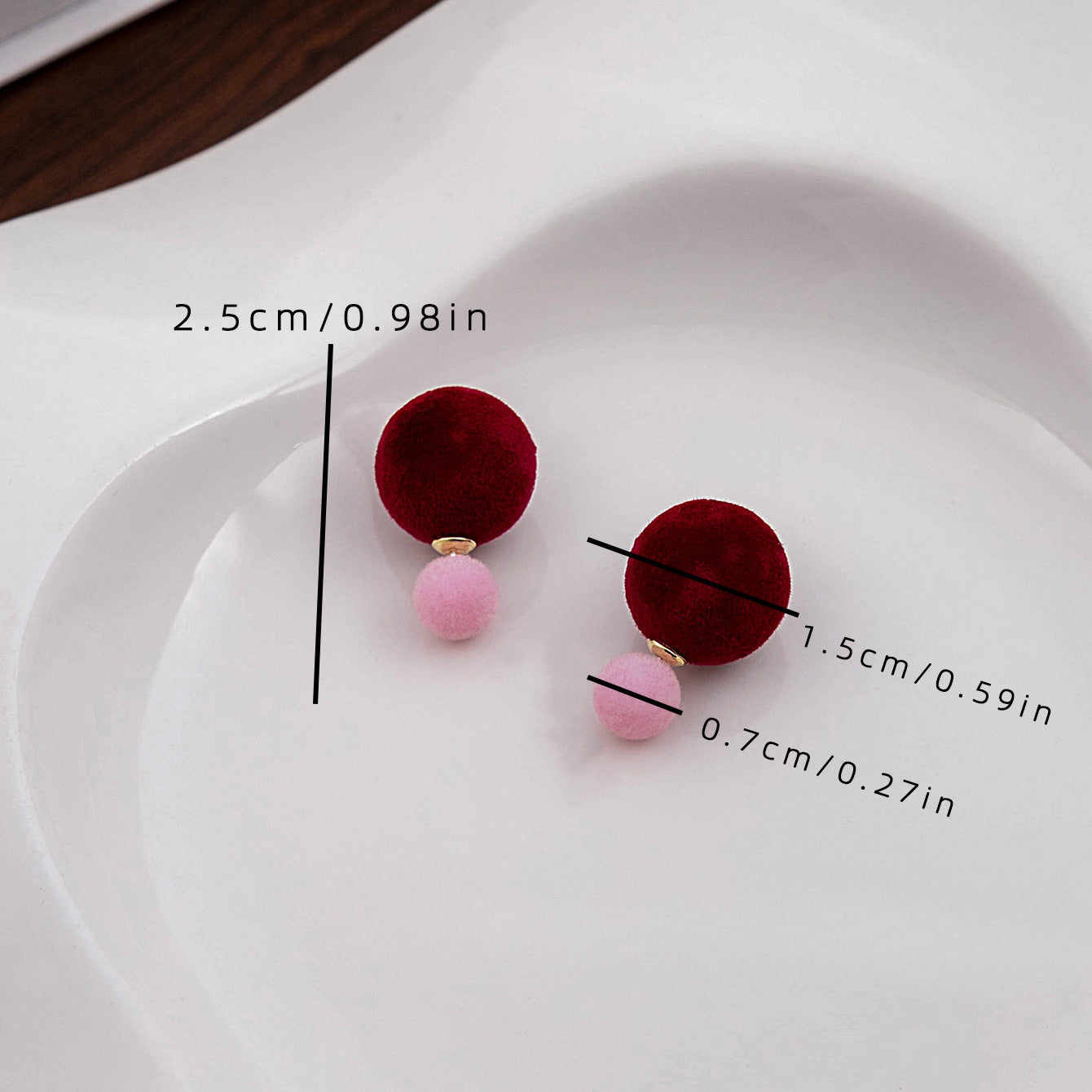 Wholesale Contrast Velvet Balloon Earrings ACC-ES-MDD063