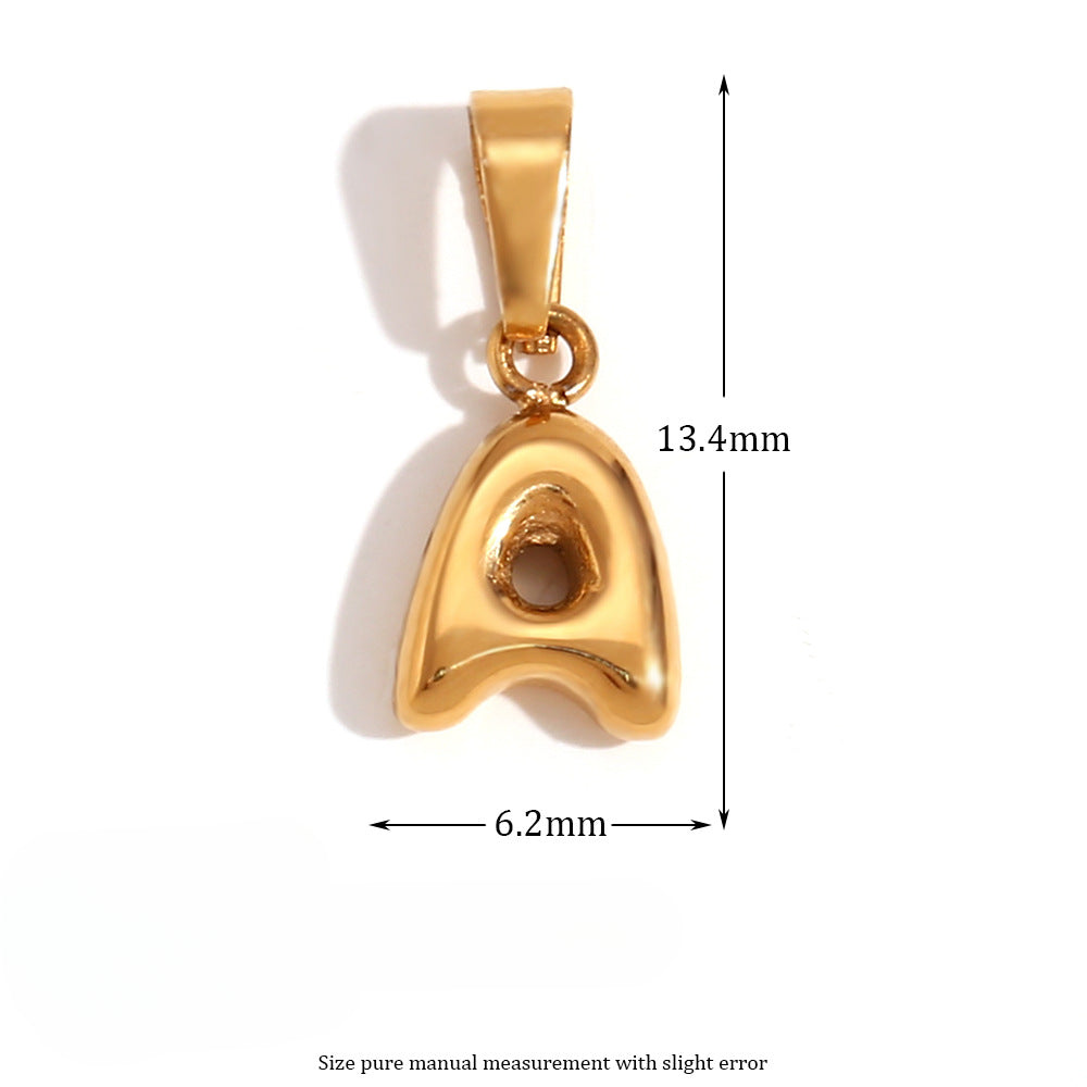 Wholesale Stainless Steel Plated 18K Gold Mini Bubble Lettering Pendant ACC-NE-Mengj001
