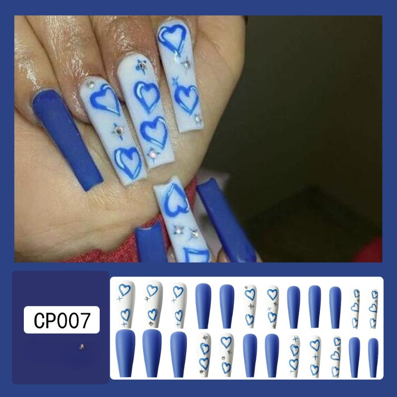 Wholesale 24 Pieces/box Valentine's Day Blue and White Love Nails Kits Nail Stickers ACC-NS-QXJ052