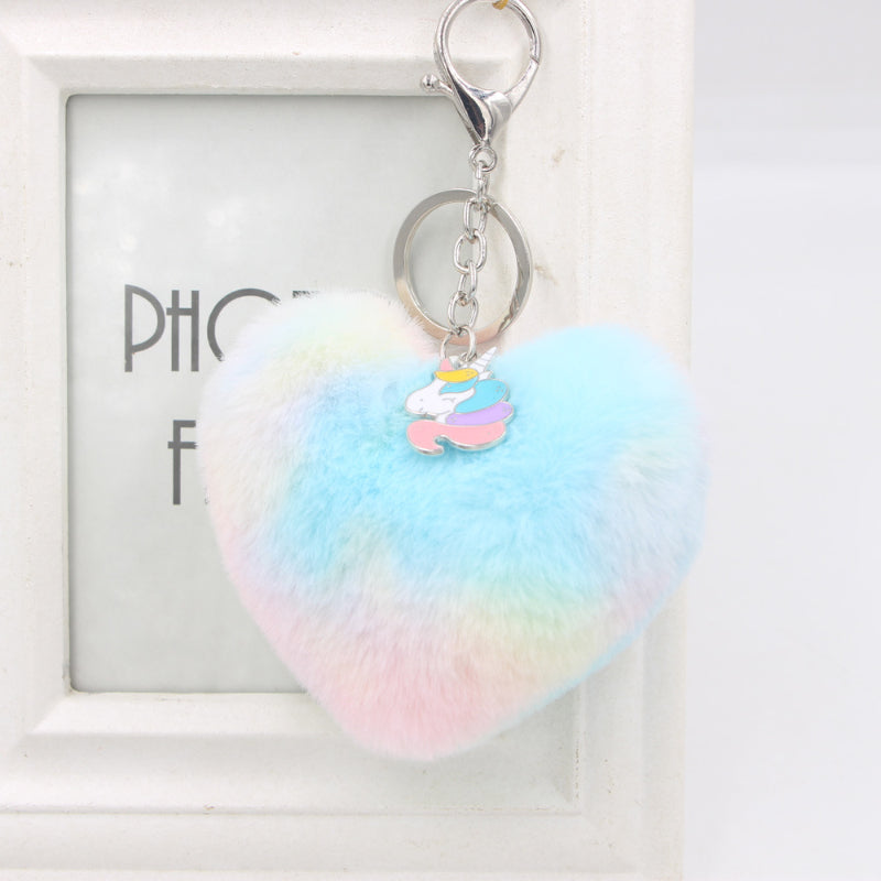 Wholesale Colorful Love Alloy Unicorn Plush Keychains ACC-KC-Zuge012