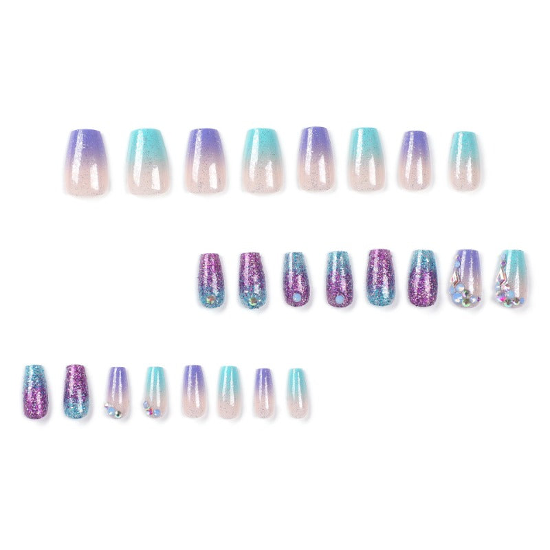 Wholesale 24 Pieces/box Gradient Color Diamond Nails Kits Nail Stickers ACC-NS-LeFan203