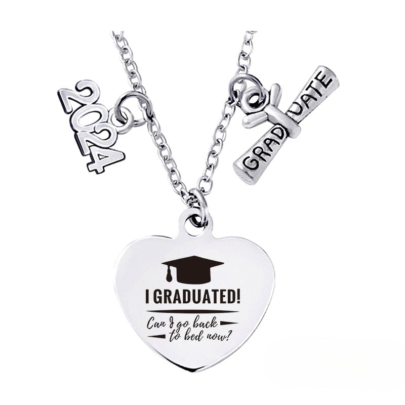 Wholesale Love Pendant 2024 Graduation Season Gift Titanium Steel Necklace ACC-NE-Ganggu001