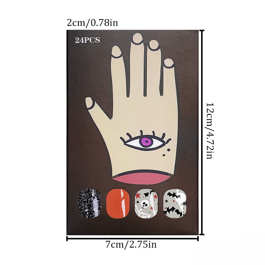 Wholesale 24 Pieces/box Halloween Bat Skull Press-on Nails Kits Nail Stickers ACC-NS-GuaiXL090