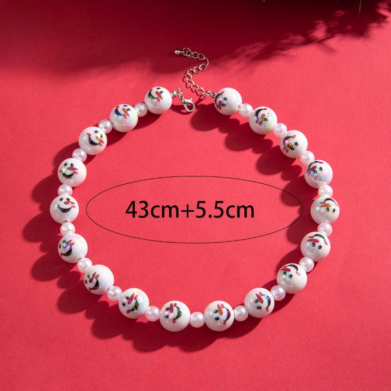 Wholesale Acrylic Snowman Beaded Necklace Christmas Necklace ACC-NE-YongGe012
