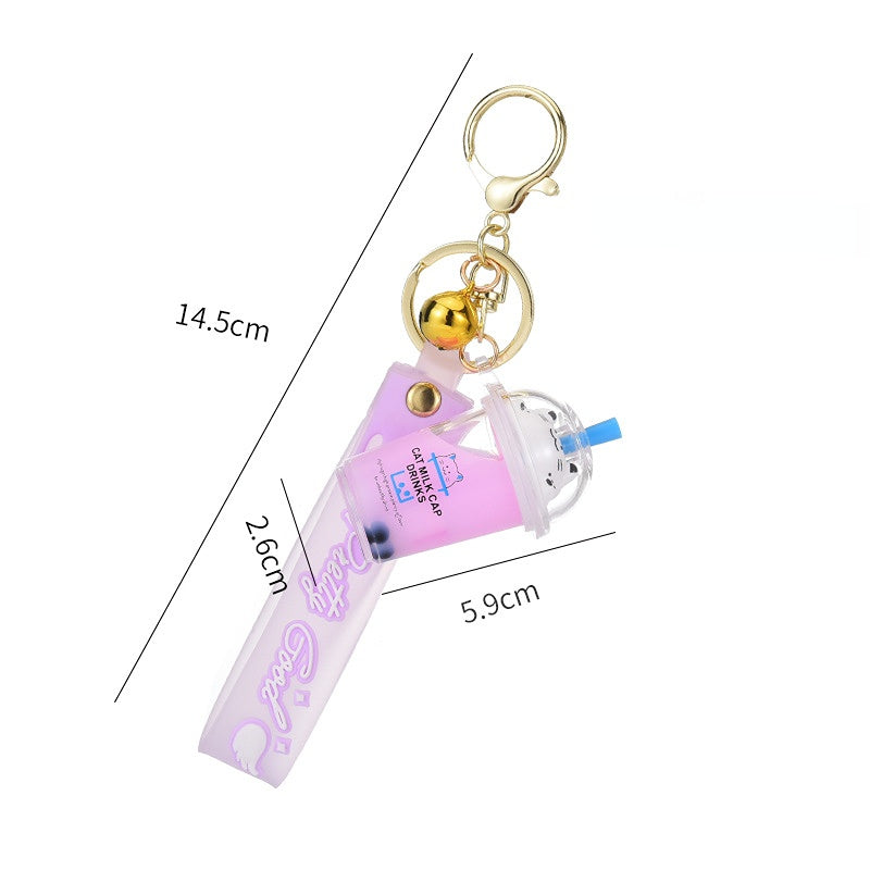 Wholesale Acrylic Oiled Cat Milk Tea Cup Creative Key Chain