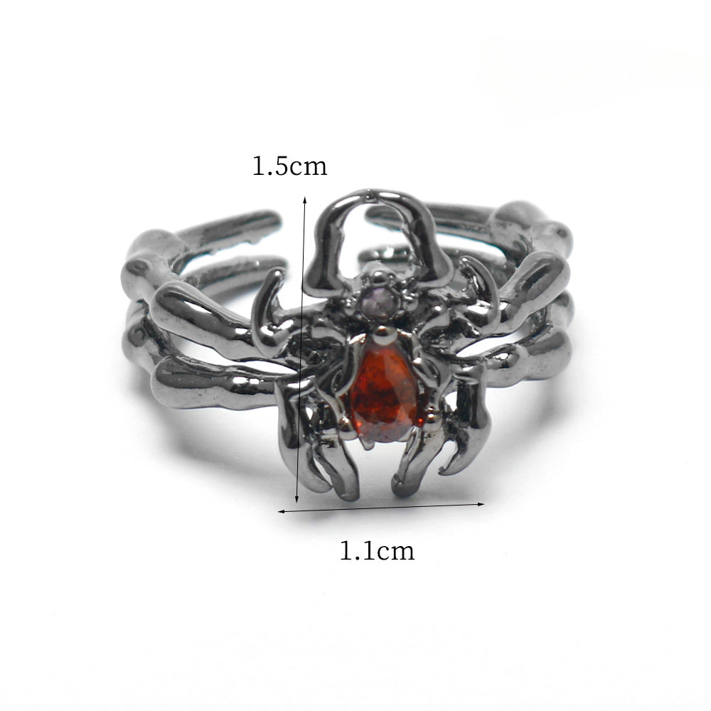 Wholesale Halloween Red Spider Cobweb Open Rings ACC-RS-HX001