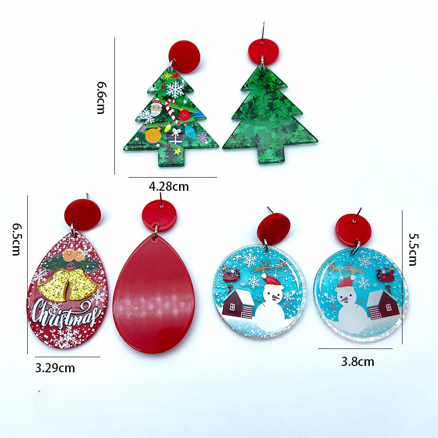 Wholesale Christmas Tree Snowman Acetate Acrylic Earrings ACC-ES-Xizhao004