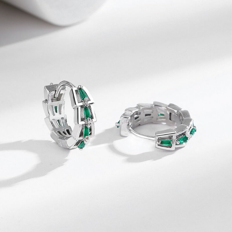 Wholesale Light Luxury Micro-inlaid Zircon Step Green Diamond Earrings ACC-ES-MeiLi004