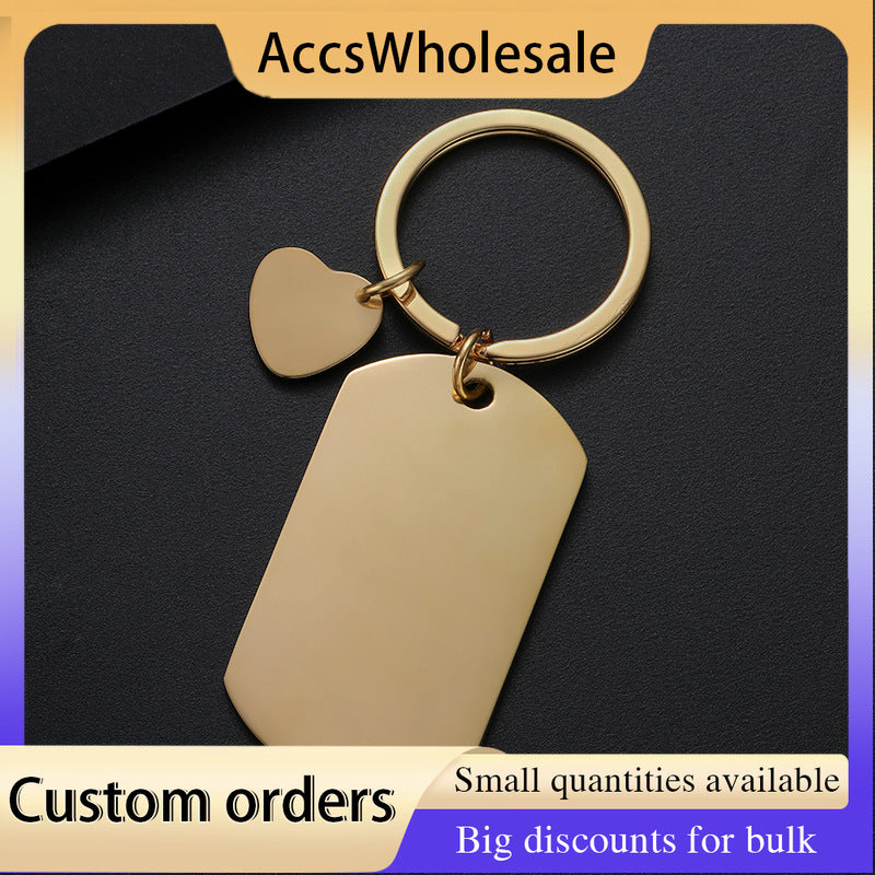 Custom Keychain with Laser Engraved Text or Logo - Multi-color Heart Charm Metal Keychain