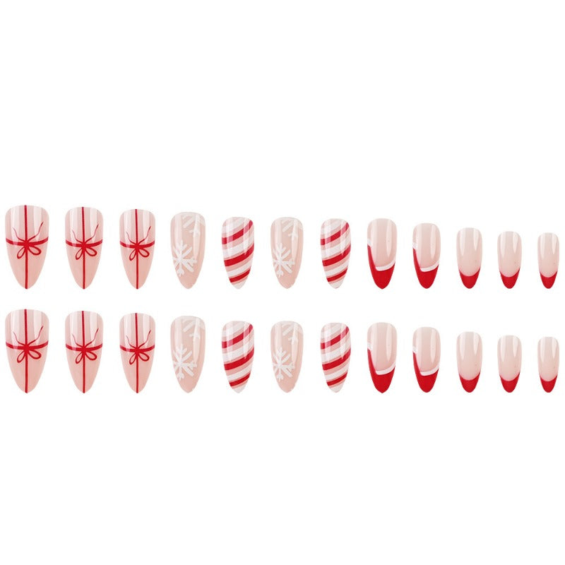 Wholesale 24 Pieces/box Christmas Hat Striped Bow Nails Kits Nail Stickers ACC-NS-QXJ041