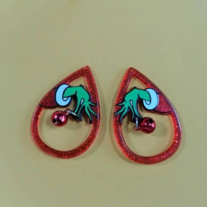 Wholesale Acrylic Halloween Socks Black Cat Double Sided Earrings ACC-ES-KaiQing004