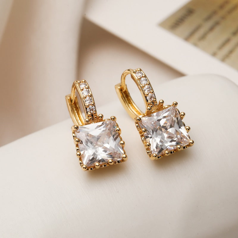 Wholesale Light Luxury Copper Plated Real Gold Zircon Earrings ACC-ES-AG003