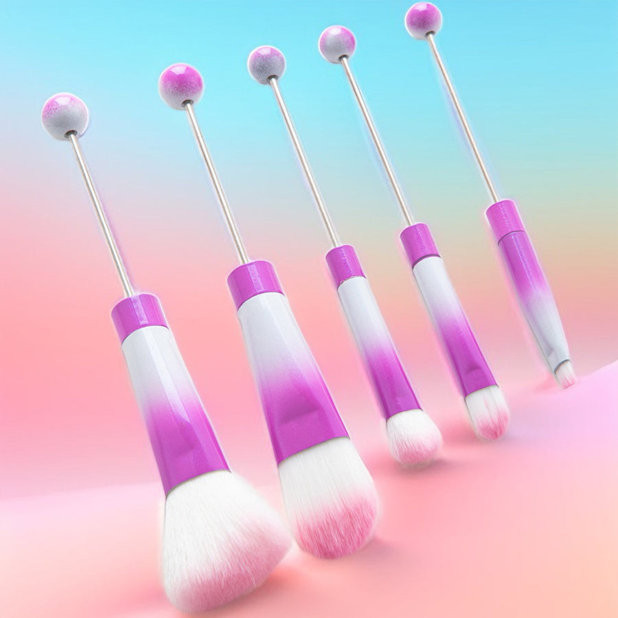 Wholesale Gradient Color Beadable 5-piece Set DIY Beaded Makeup Brush Beauty Tools ACC-MB-HuaH002