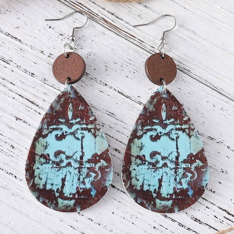 Wholesale Ethnic Style Bull Head Disc Splicing Water Drop Earrings ACC-ES-ChuLian111