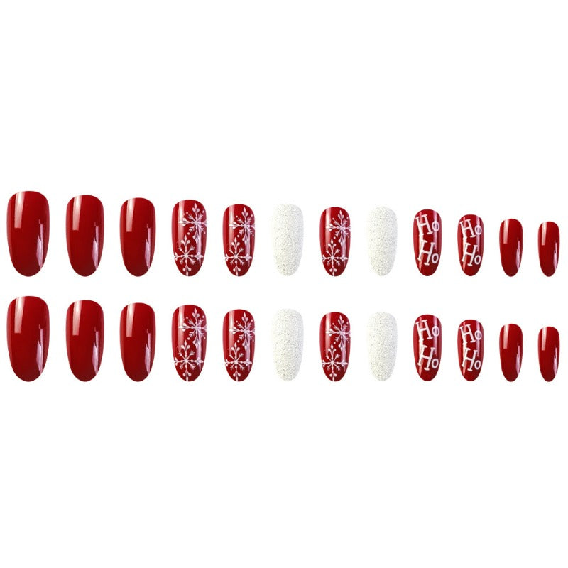 Wholesale 24 Pieces/box Christmas Red and White Snowflake Nails Kits Nail Stickers ACC-NS-QXJ024