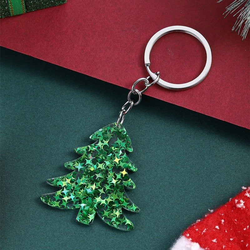 Wholesale Christmas Sequin Glitter Christmas Tree Keychain ACC-KC-RongRui014