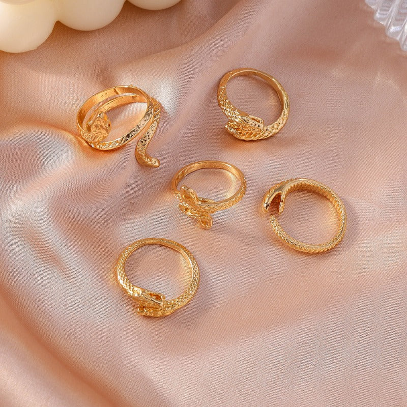 Wholesale 5pcs/set Fashion Zodiac Animal Snake Rings ACC-RS-YueSen003