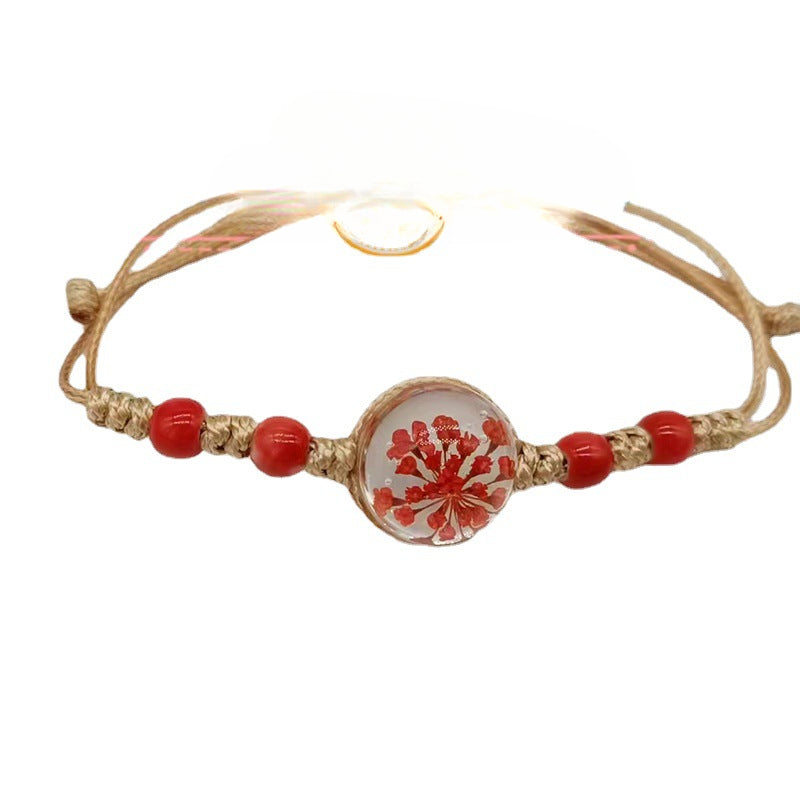 Wholesale Handwoven Colorful Ceramic Beads Natural Real Flower Bracelet ACC-BT-Youl011
