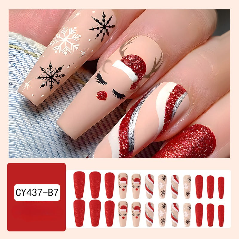 Wholesale 24 Pieces/box Christmas Snowflake Elk Nails Kits Nail Stickers ACC-NS-QXJ035