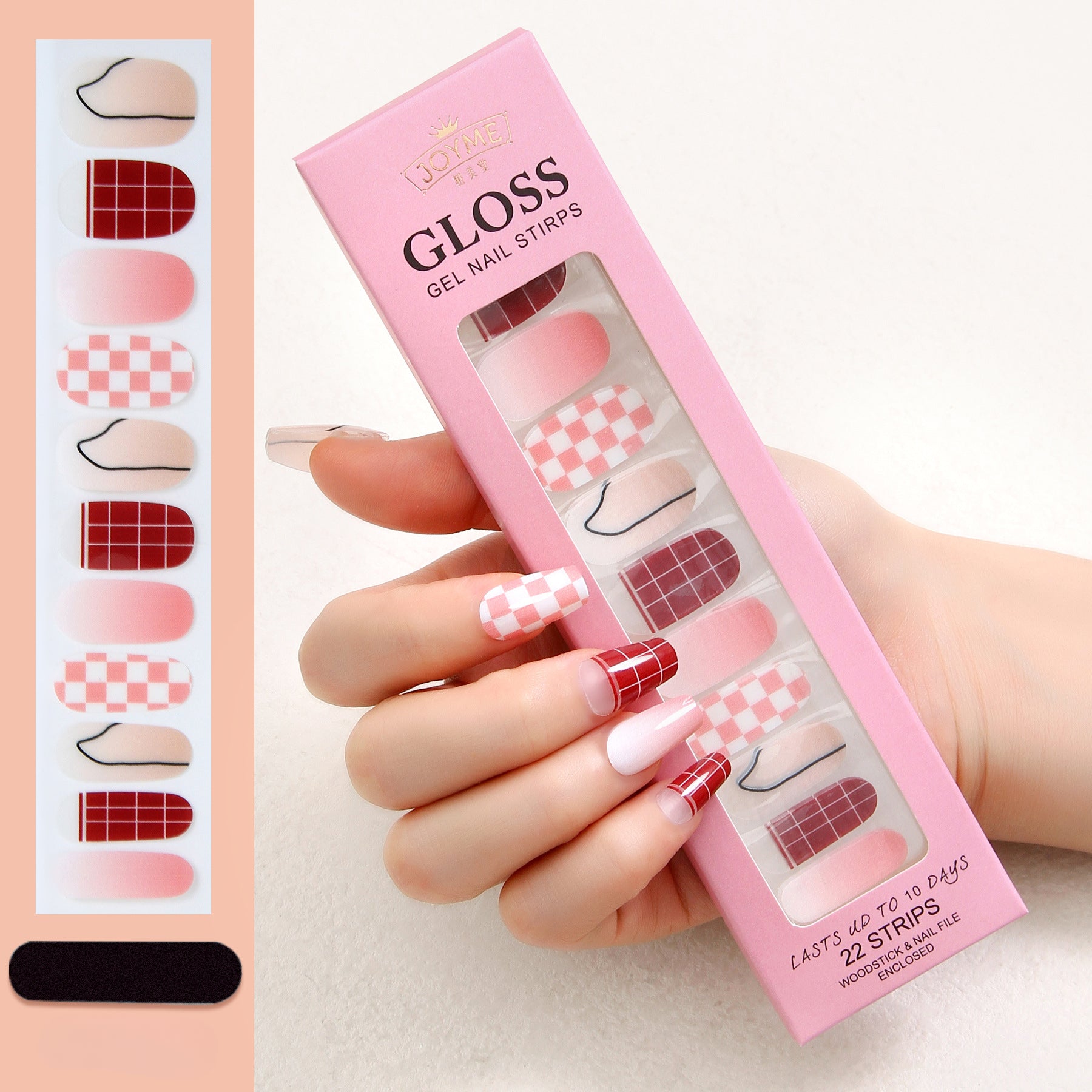 Wholesale Nail Stickers Waterproof, Baking Free, Solid Color Nail Stickers 22 Stickers ACC-NS-XKQ003