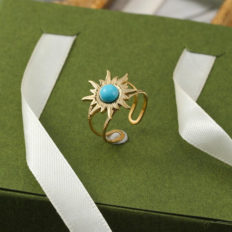 Wholesale Stainless Steel Open Ring Sunflower Adjustable Rings ACC-RS-YunHe004