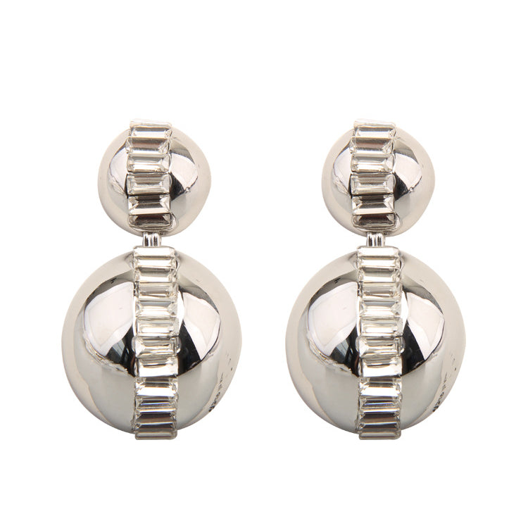 Wholesale Graded Rhinestones Round Ball Mirror Exaggerated Earrings Statemente Earrings Blingbling Earrings ACC-ES-SZL003